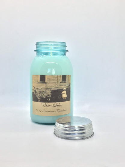 White Lilac Highly Scented Candle/ Ball Jar 32 oz/Paraffin Wax/Farmhouse Candle/Hand Poured Candle/Country-Primitive Candle