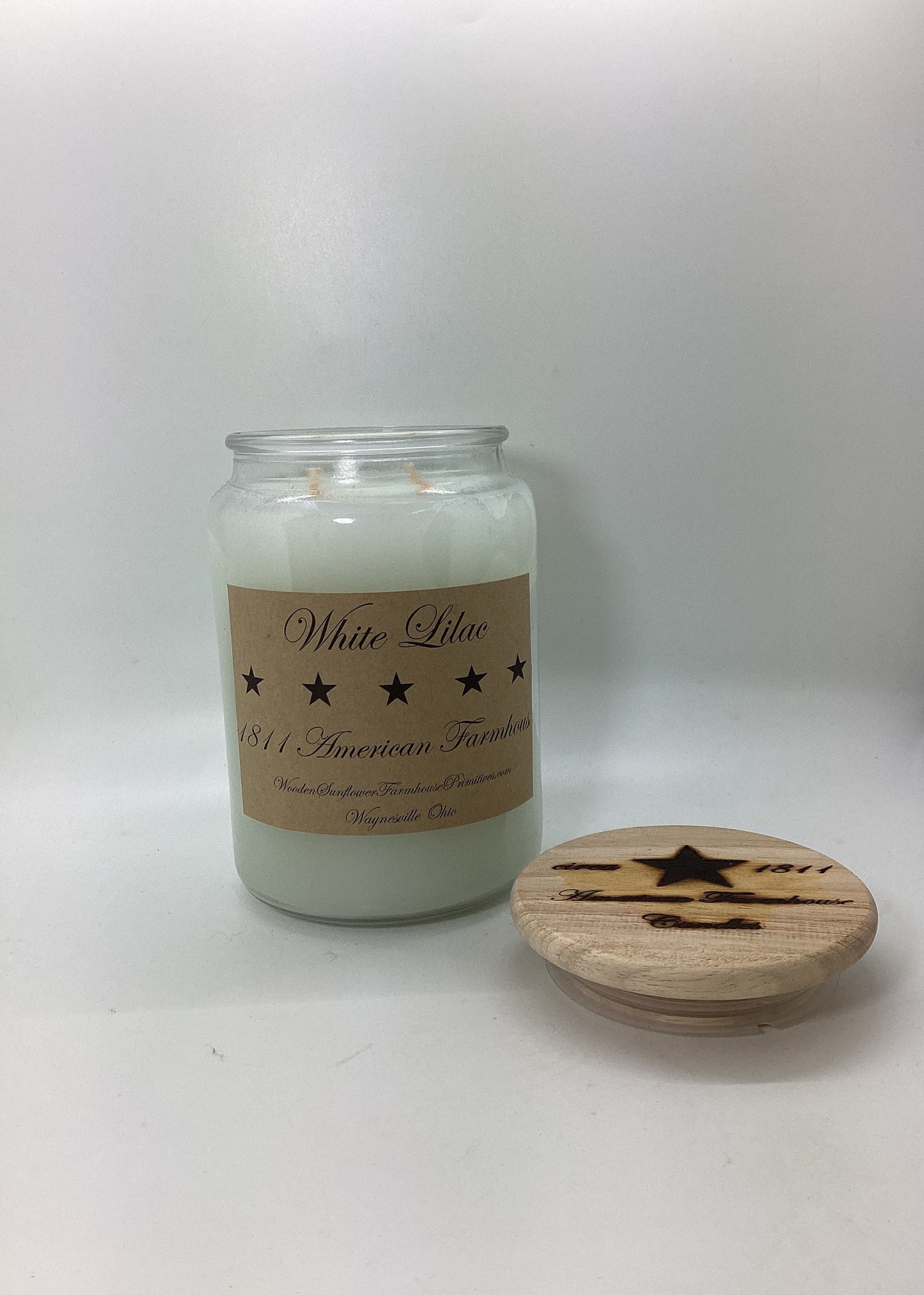 White Lilac  Highly Scented Candle  /Apothecary Jar 26 oz /Paraffin Wax/Farmhouse Candle/Hand Poured Candle/Country-Primitive Candle/Lilac