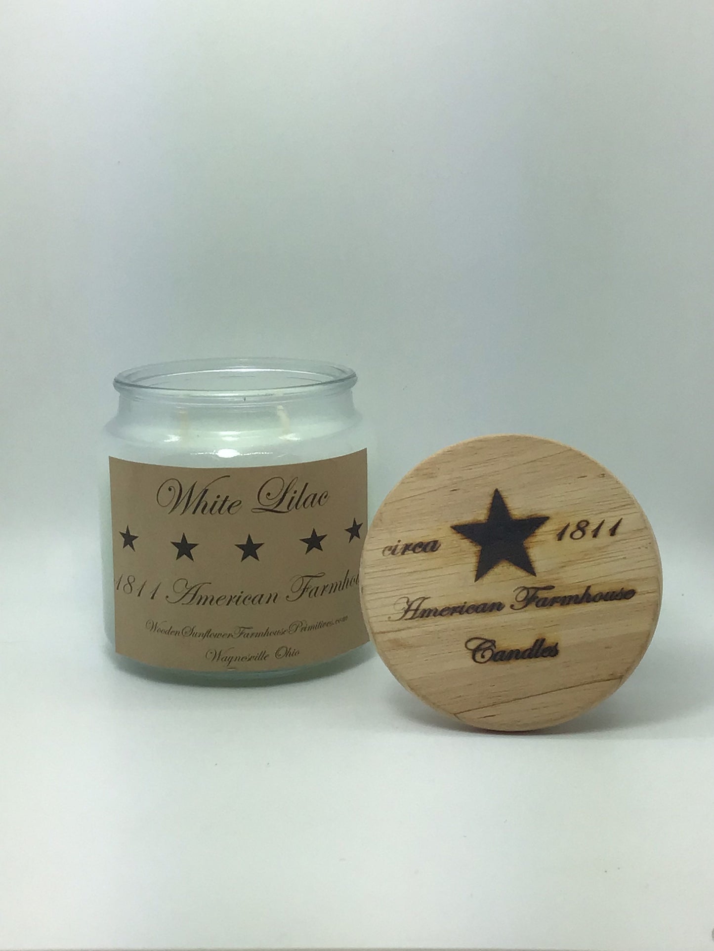 White Lilac  Highly Scented Candle / Apothecary Jar 18 oz /Paraffin Wax/Farmhouse Candle /Hand Poured Candle /Country-Primitive Candle/Lilac