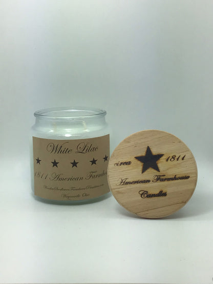 White Lilac  Highly Scented Candle / Apothecary Jar 18 oz /Paraffin Wax/Farmhouse Candle /Hand Poured Candle /Country-Primitive Candle/Lilac