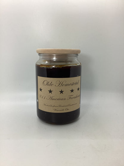 Olde Homestead Highly Scented Candle/Apothecary Jar 26 oz/Paraffin Wax/Farmhouse Candle/Hand Poured Candle/Country-Primitive Candle