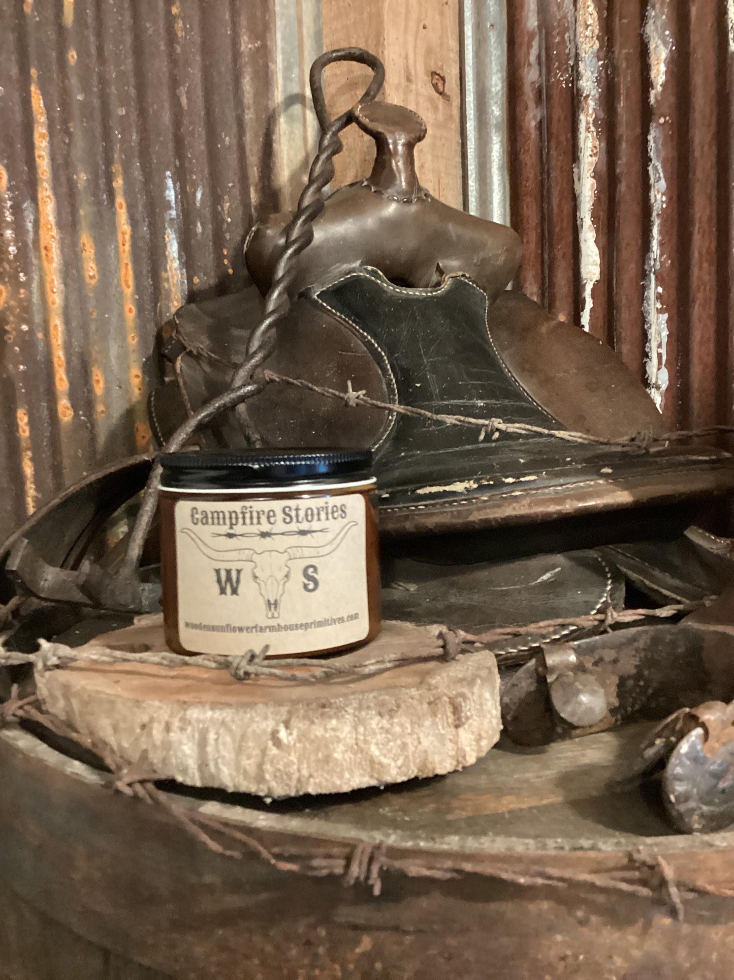 Campfire Stories/cream and cardamom/Soy Candle/Western Home Decor/Cowboy Candle/Western Candle/