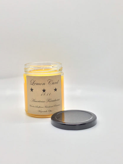 Lemon Curd Highly Scented Candle/Jelly Jar 9oz/Paraffin Wax/Farmhouse Candle/Hand Poured Candle/Country-Primitive Candle