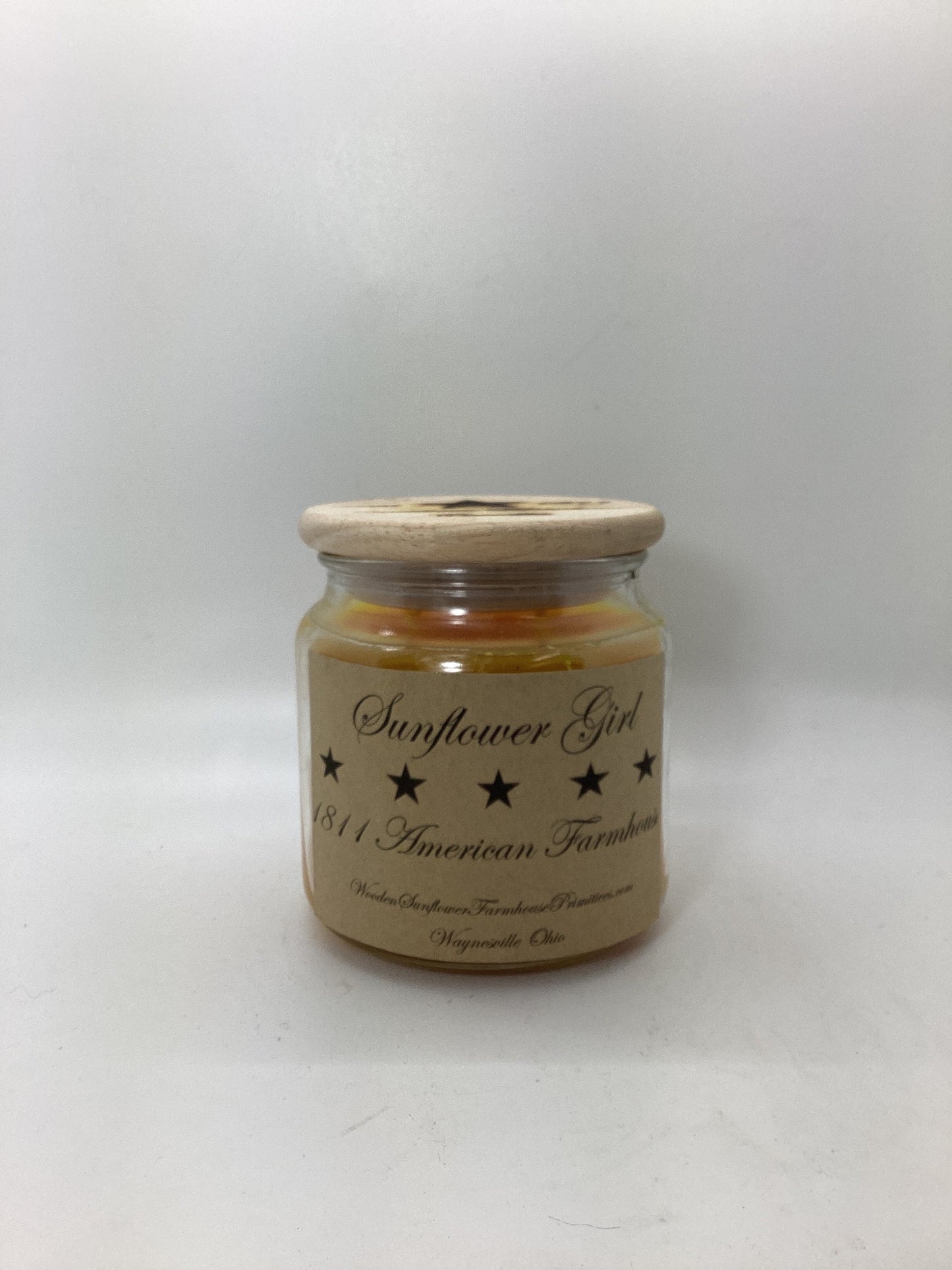 Sunflower Girl/Highly Scented Candle/18oz Apothecary Jar/Paraffin Wax/Farmhouse Candle/Hand Poured Candle/Sweet Orange and Sriracha