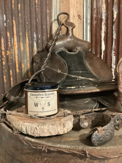 Campfire Stories/cream and cardamom/Soy Candle/Western Home Decor/Cowboy Candle/Western Candle/