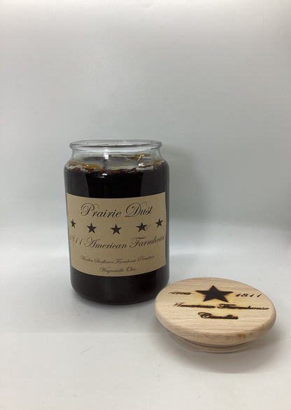 Prairie Dust Highly Scented Candle /Apothecary Jar  26oz /Paraffin Wax/Farmhouse Candle/Hand Poured Candle/Country-Primitive Candle