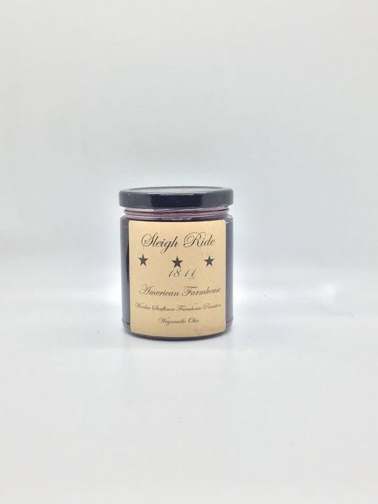 Sleigh Ride Highly Scented Candle/Jelly Jar 9oz/Paraffin Wax/Farmhouse Candle/Hand Poured Candle/ Country-Primitive Candle