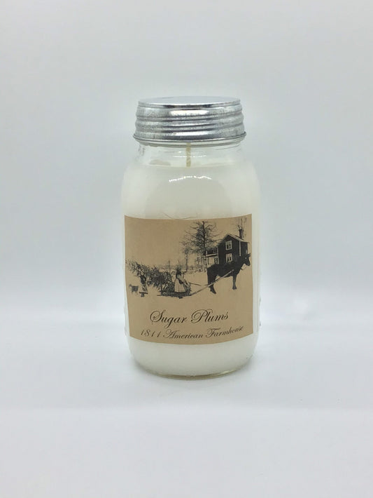 Sugar Plums Highly Scented Candle/32 oz Ball Jar/Paraffin Wax/Farmhouse Candle/Hand Poured Candle/Country-Primitive Candle