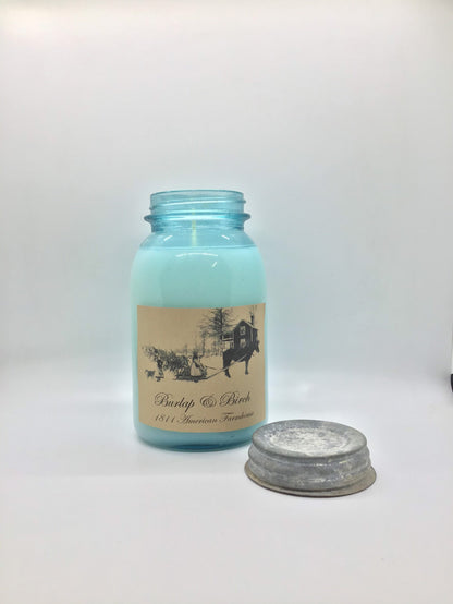 Burlap & Birch Highly Scented Candle/Ball Jar 32 oz/Paraffin Wax/Farmhouse Candle/Hand Poured Candle/Country-Primitive Candle