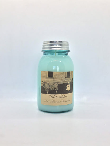 White Lilac Highly Scented Candle/ Ball Jar 32 oz/Paraffin Wax/Farmhouse Candle/Hand Poured Candle/Country-Primitive Candle