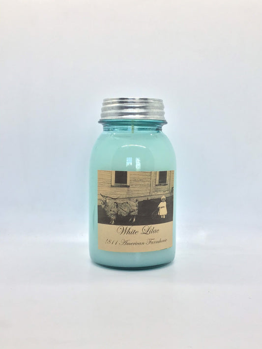 White Lilac Highly Scented Candle/ Ball Jar 32 oz/Paraffin Wax/Farmhouse Candle/Hand Poured Candle/Country-Primitive Candle
