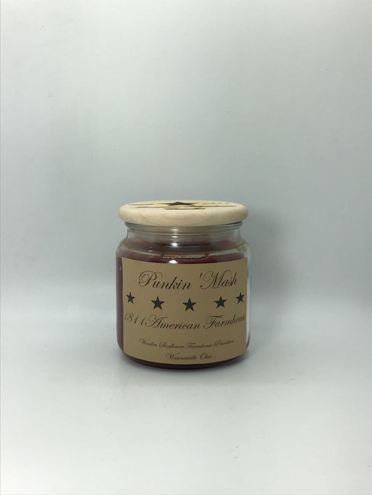 Punkin Mash Highly Fragrant Candle/Apothecary Jar 18oz/Paraffin Wax/Hand Poured Candle/Farmhouse Candle/Country-Primitive Candle
