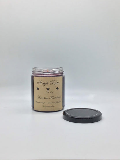Sleigh Ride Highly Scented Candle/Jelly Jar 9oz/Paraffin Wax/Farmhouse Candle/Hand Poured Candle/ Country-Primitive Candle