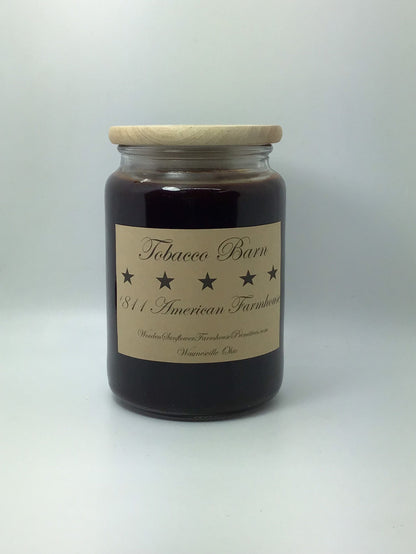 Tobacco Barn Highly Scented Candle/Apothecary Jar 26 oz/Paraffin Wax/Farmhouse Candle/Hand Poured Candle/Country-Primitive Candle