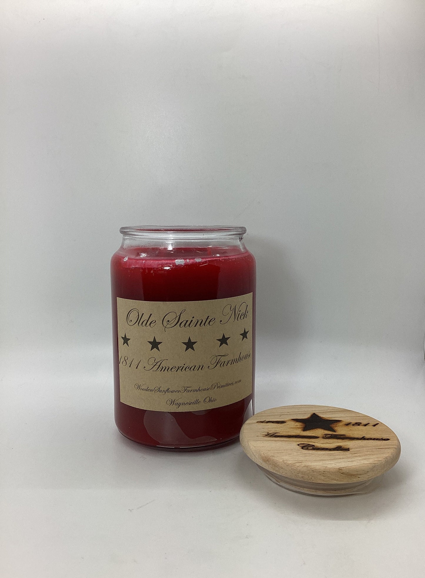 Olde Sainte Nick Highly Scented Candle/Apothecary Jar 26oz/Paraffin Wax/Farmhouse Candle/HandPoured Candle/Country Primitive Candle/
